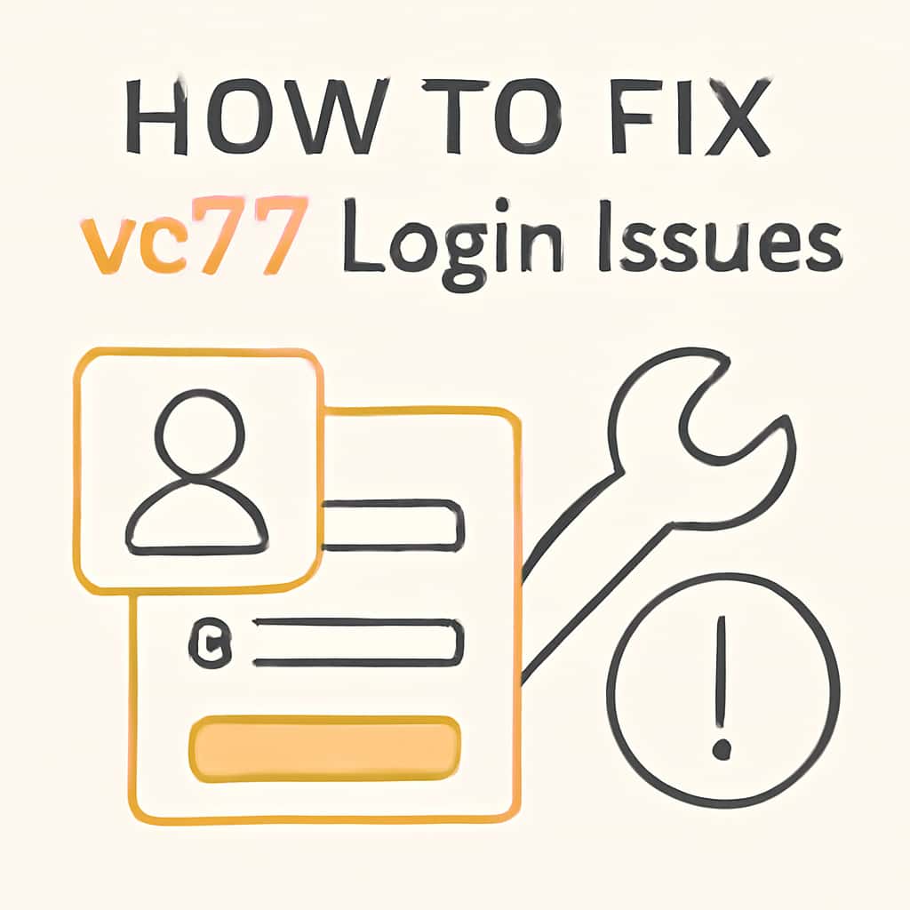 An educational diagram illustrating common solutions for vc77 login issues.