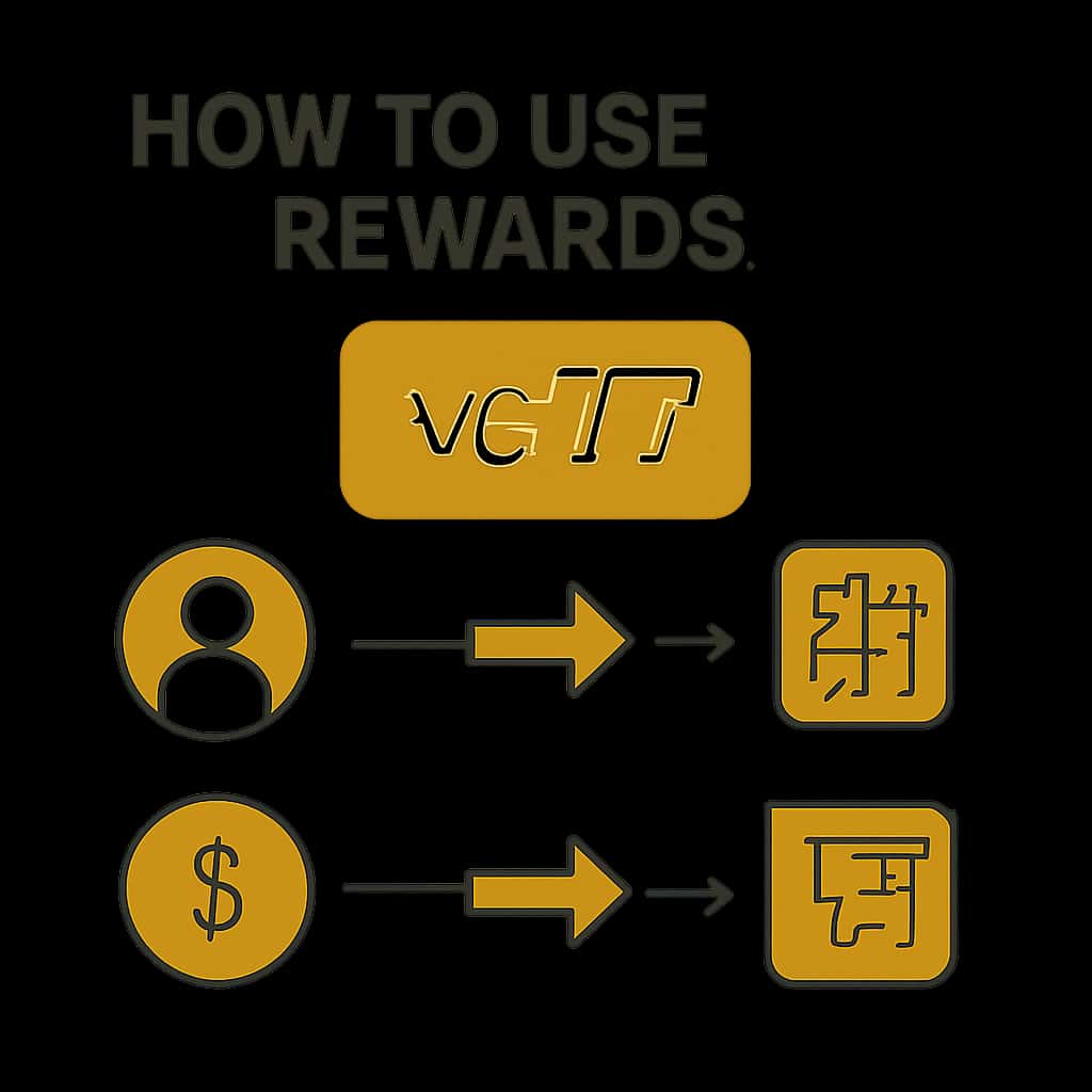An educational illustration about vc77 Rewards usage.