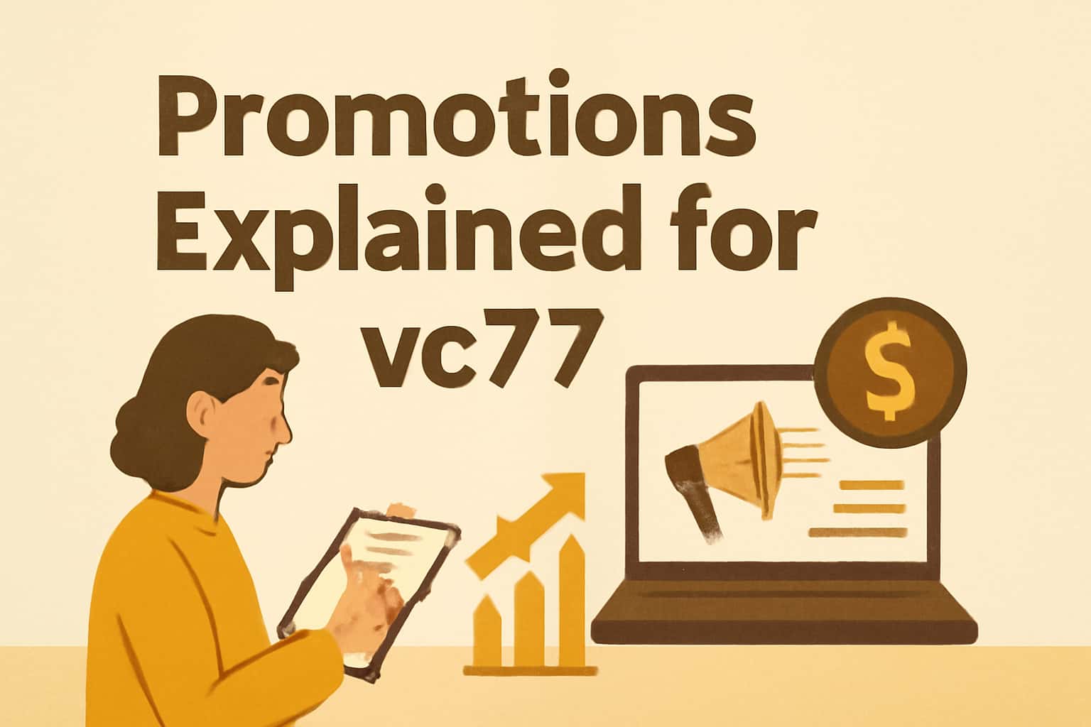 An informative visual representation centered on promotions for vc77.