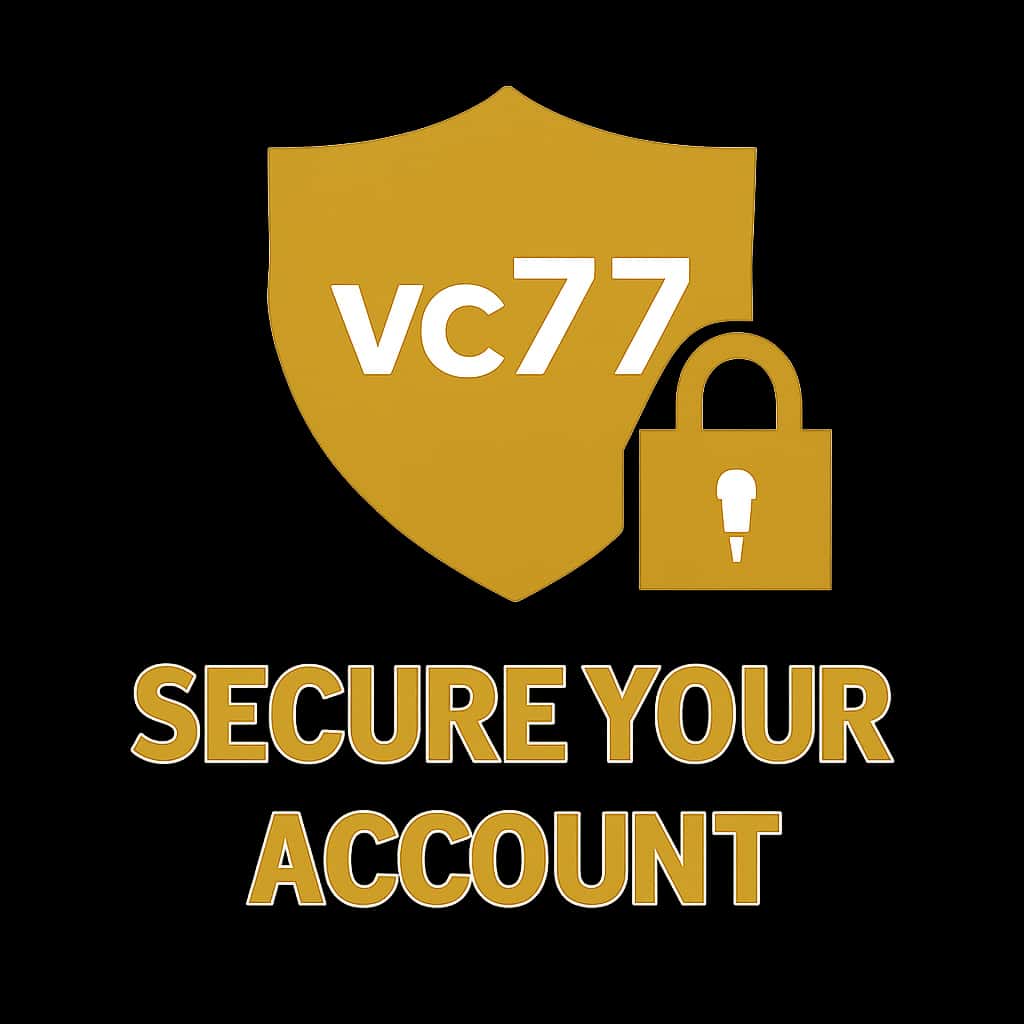 An icon illustrating account security focused on 'vc77'.