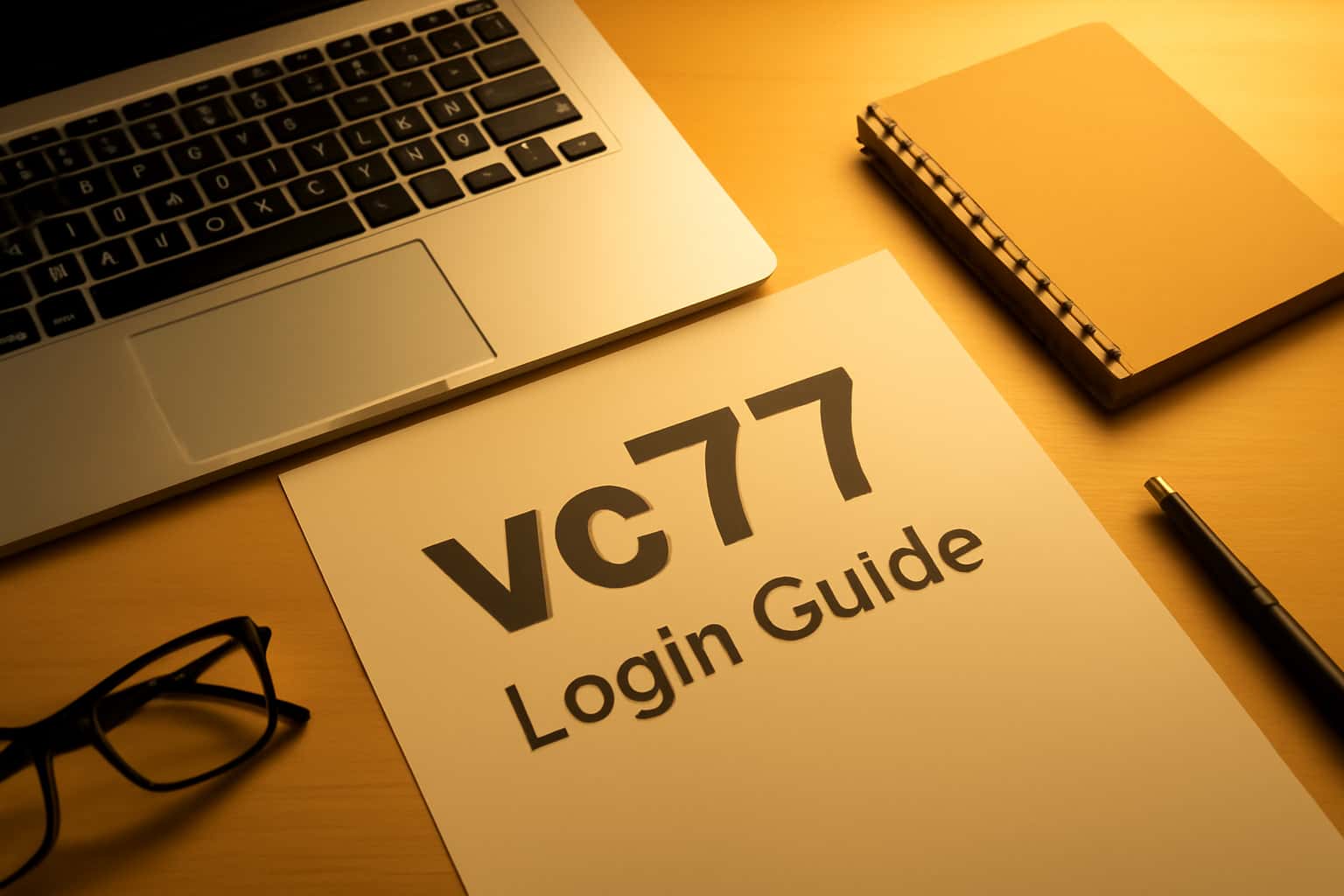 Visual representation of the vc77 Login Guide with clear text.