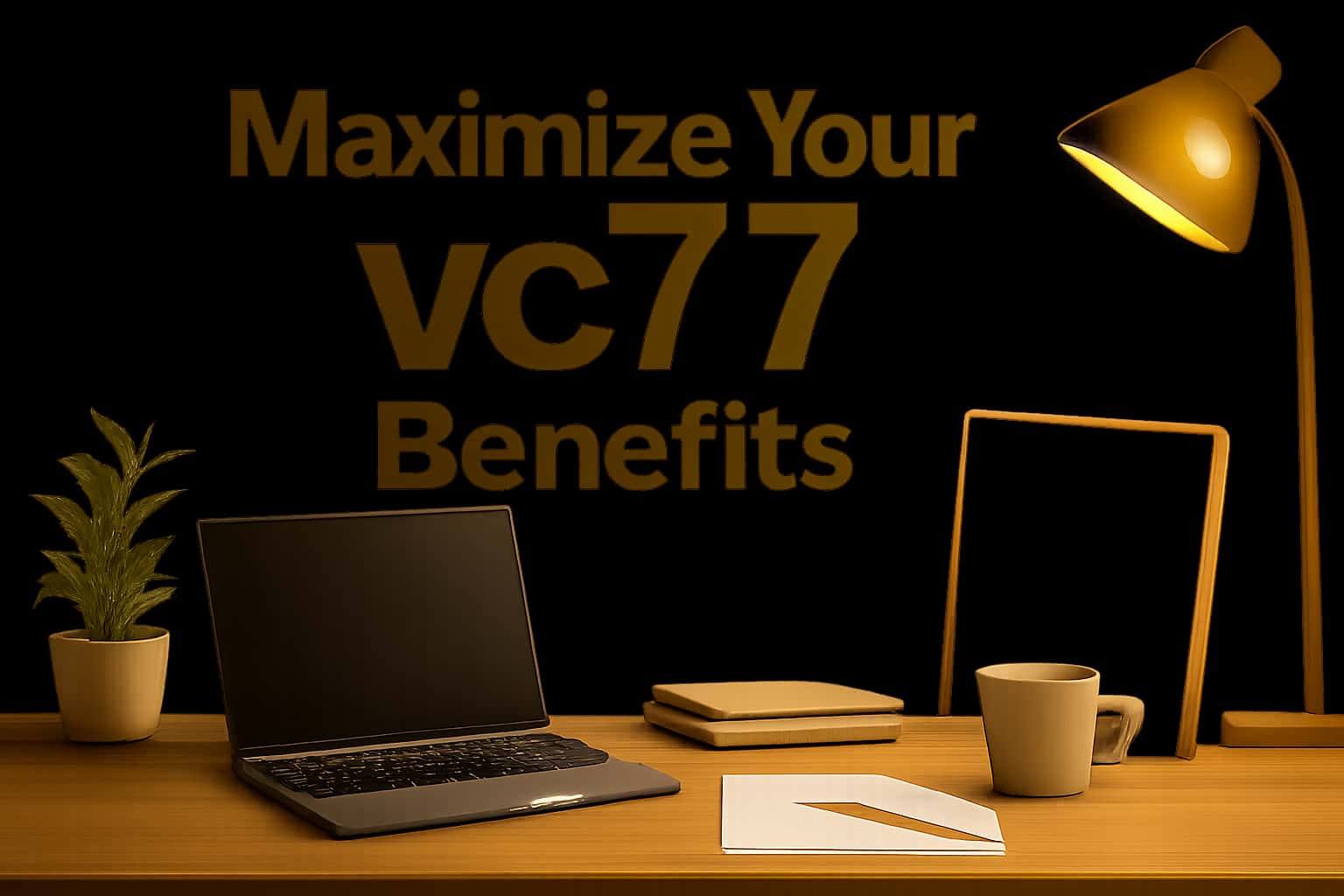 High-tech visual representation of vc77 benefits maximization, showcasing relevant text.