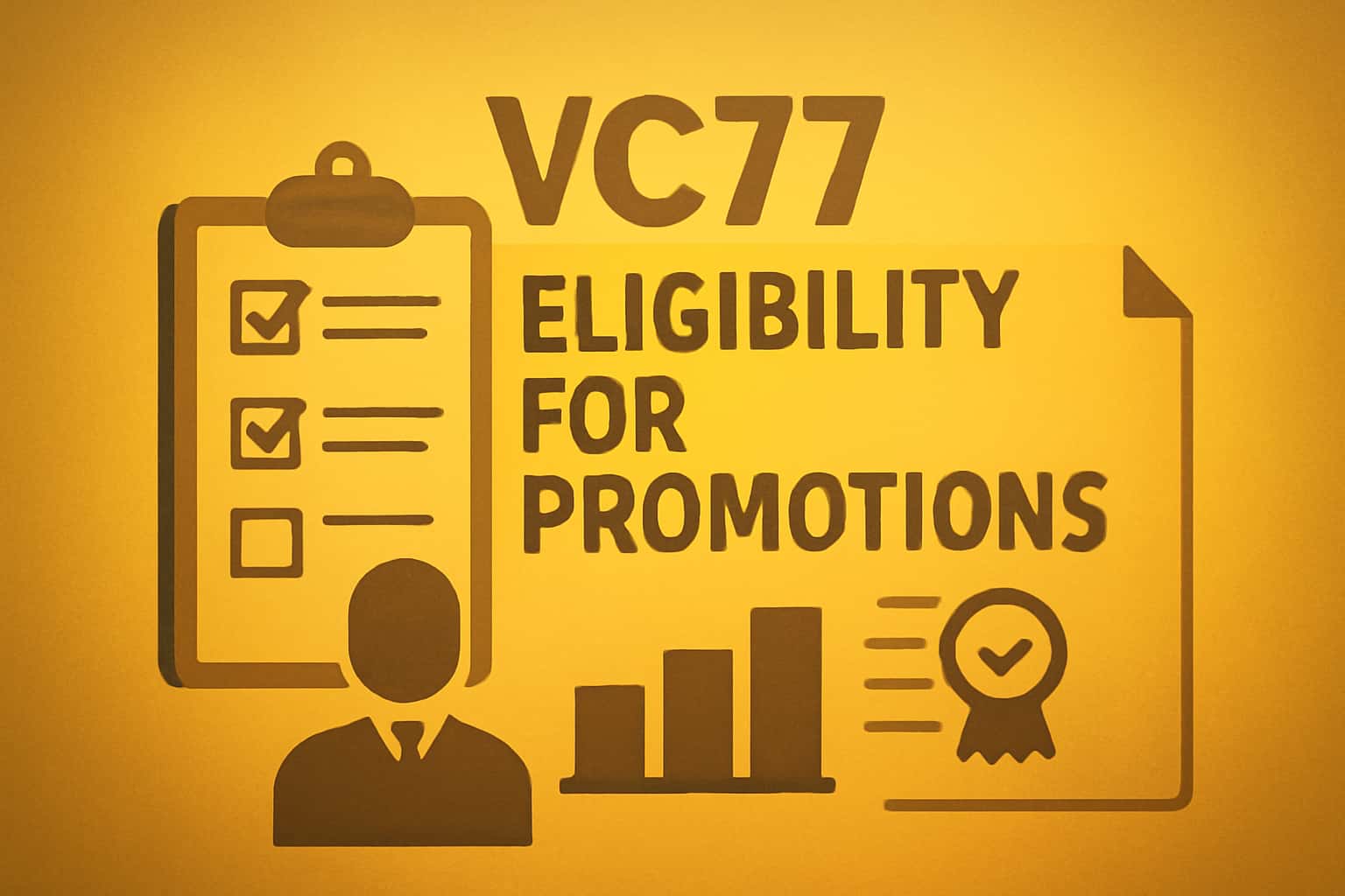 An informational scene about vc77 promotions eligibility, showcasing the text in a professional manner.